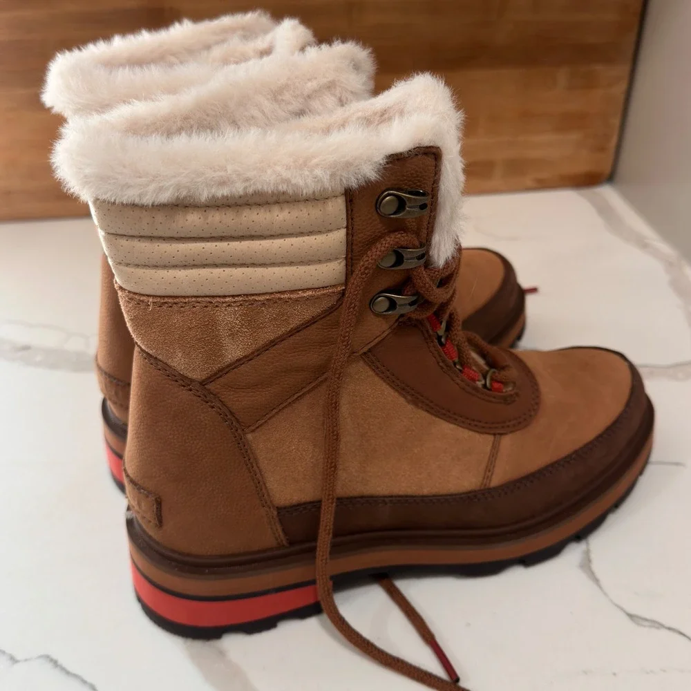 Sorel Lennox Hiker STLT Womens 8 Tawny Buff Waterproof Faux Fur NL4842-242